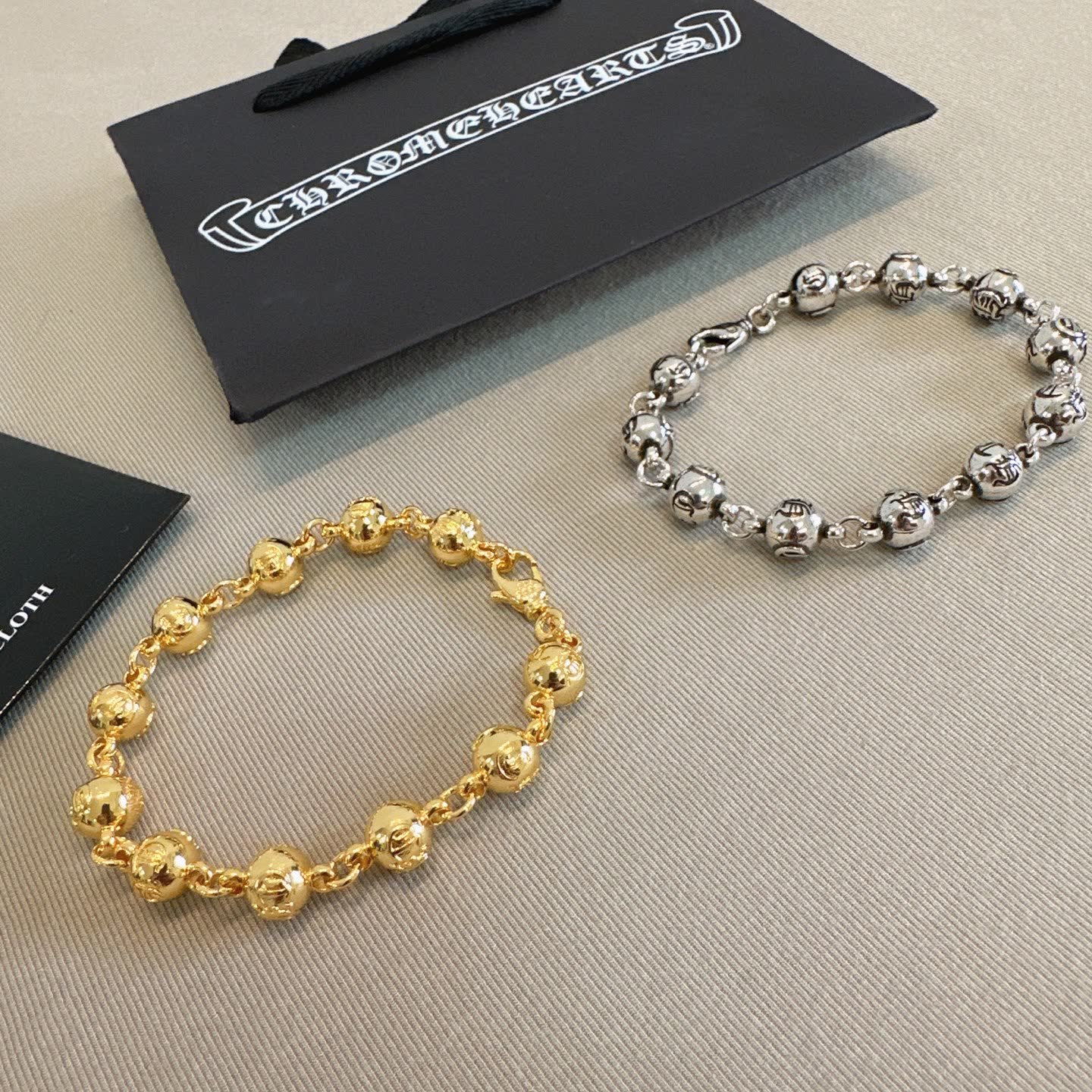 Chrome Hearts Charme Hoops Silver & Gold Beaded Bracelets